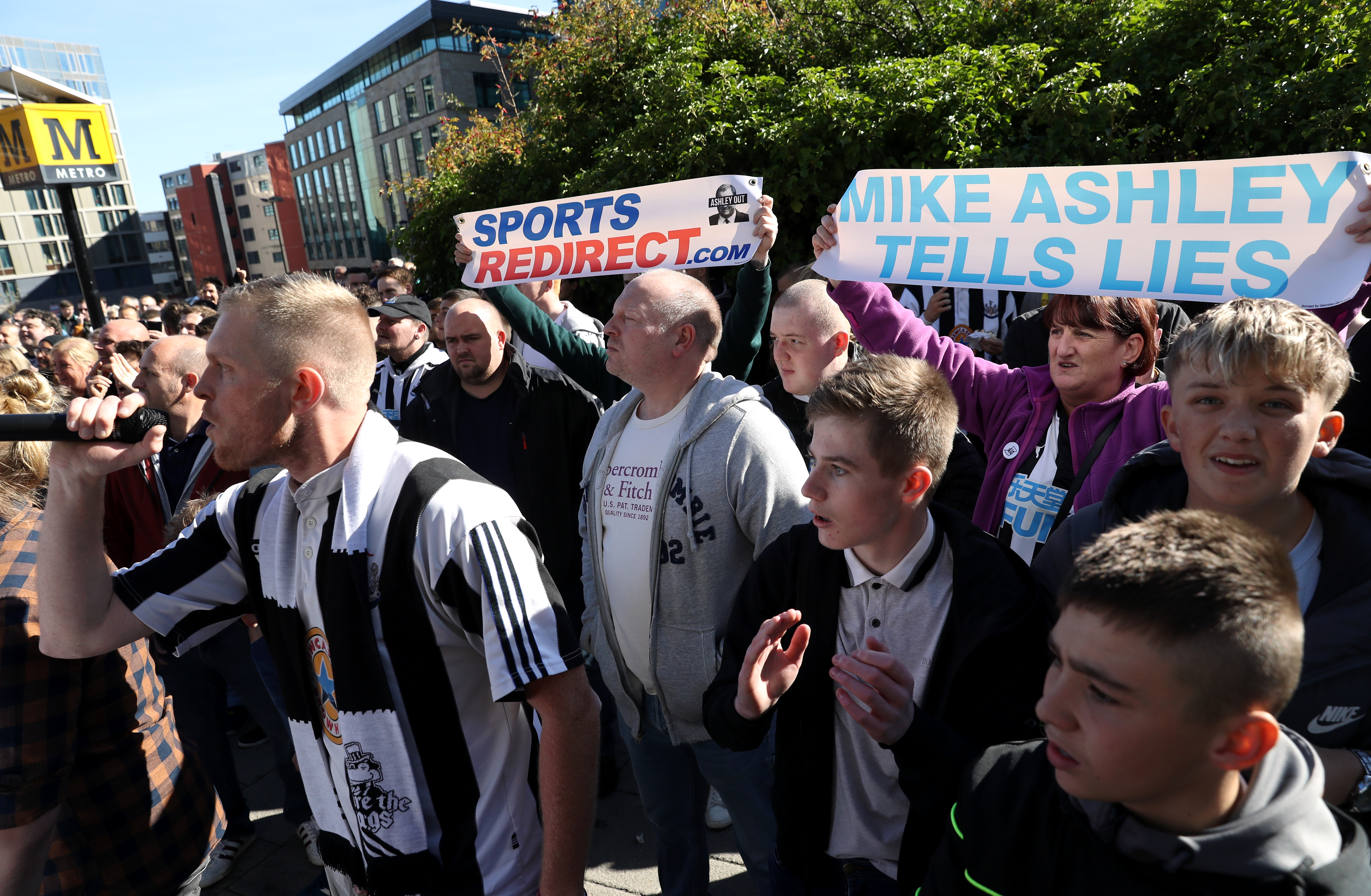 Fans protest outside St James' Park. Image: PA Images