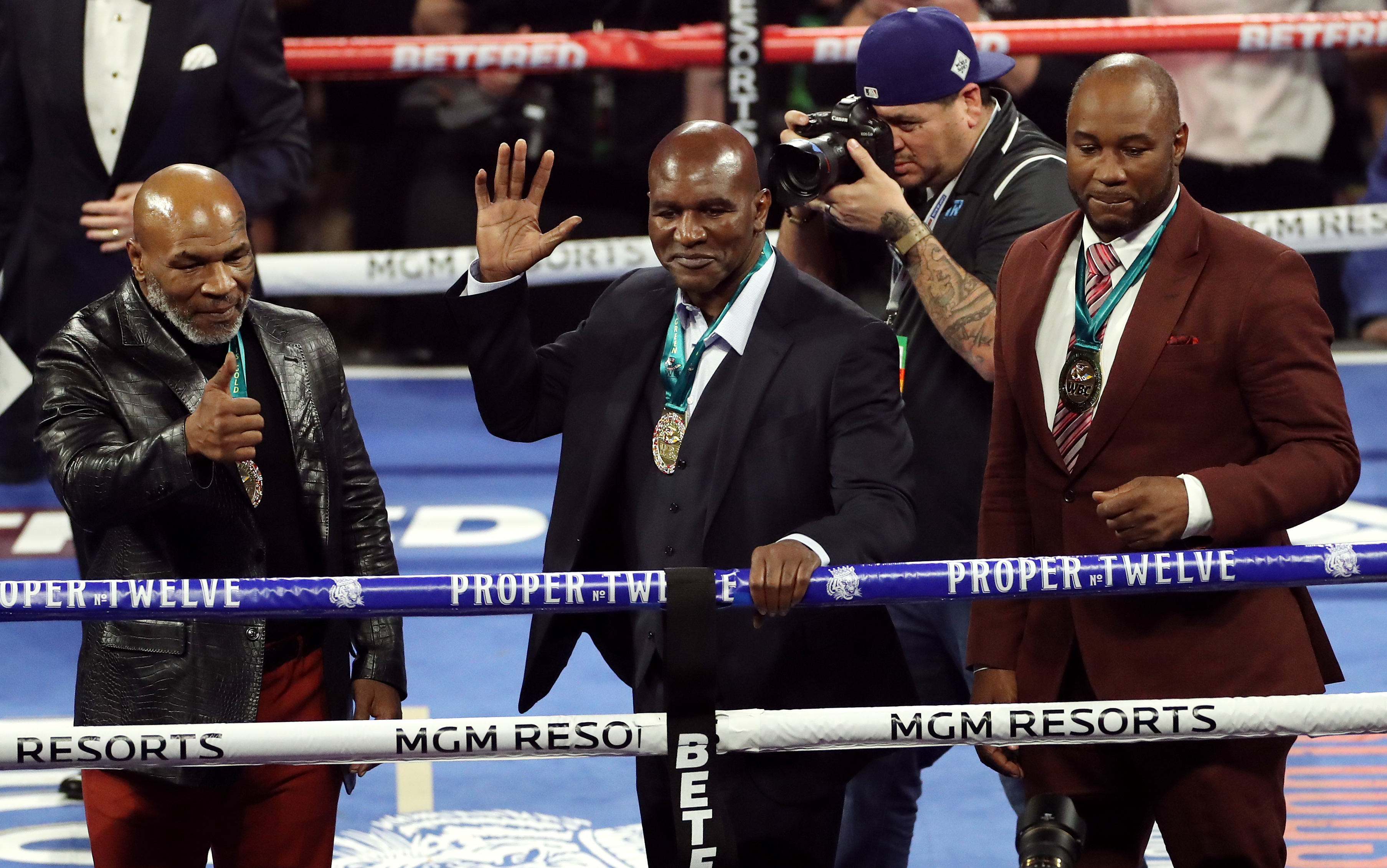 Tyson, Holyfield and Lewis were recently reunited at Wilder vs Fury II. Image: PA Images