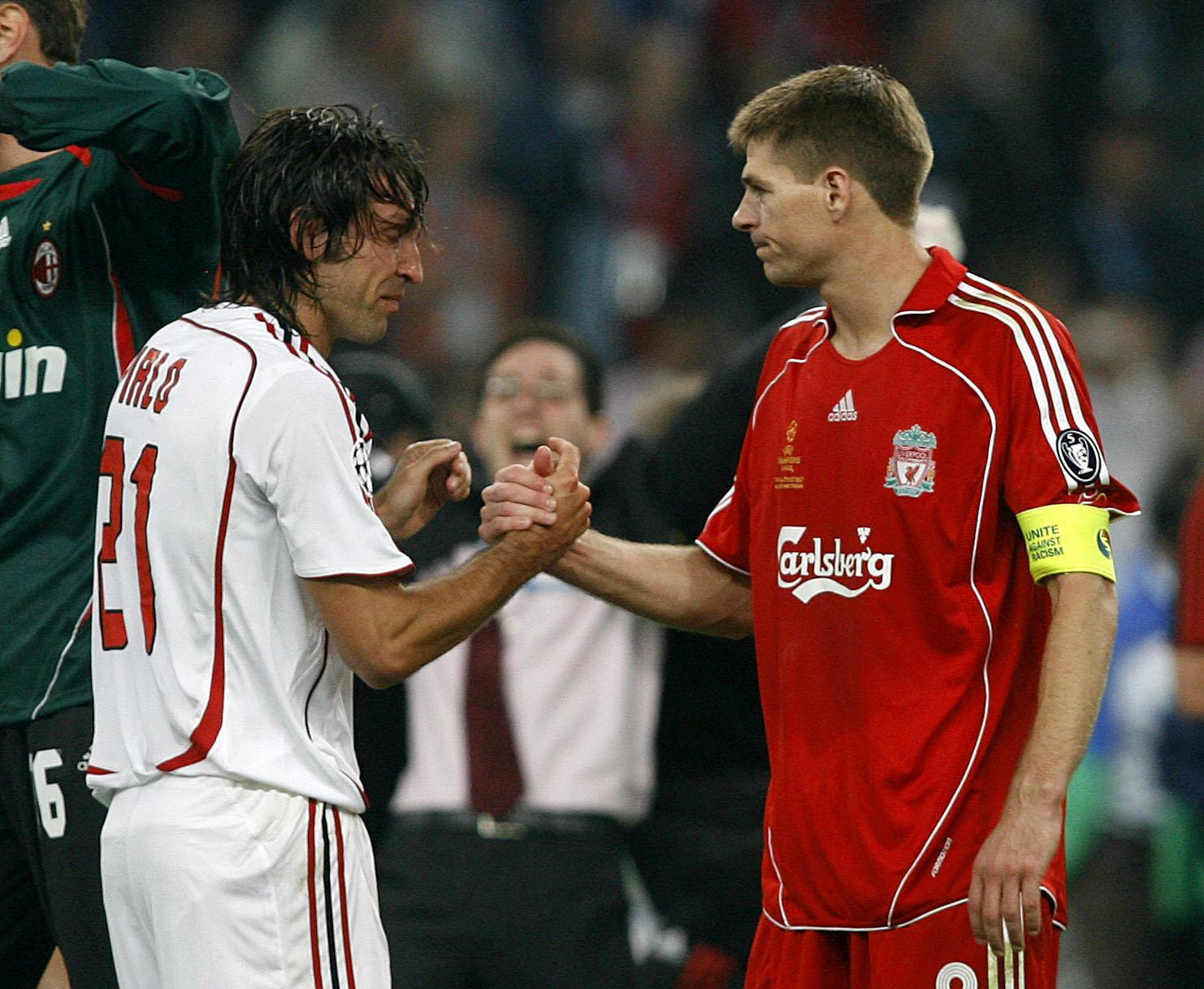 Gerrard and Pirlo met in two Champions League finals, the Euro 2012 quarter final and in the MLS. Image: PA Images