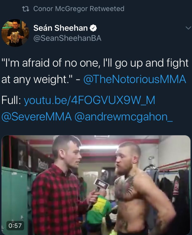 McGregor retweeting the comments.